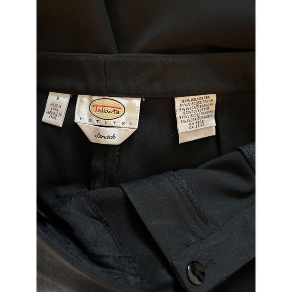Talbots Petite 8 Black Stretch Pants – Straight Leg – Zipper Pockets - Picture 2 of 5